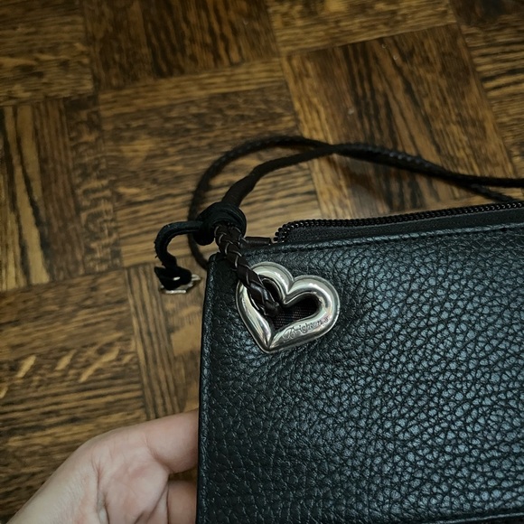 BRIGHTON Black Brown Croc Embossed Leather Small Clutch Wristlet Size Purse - Picture 6 of 13